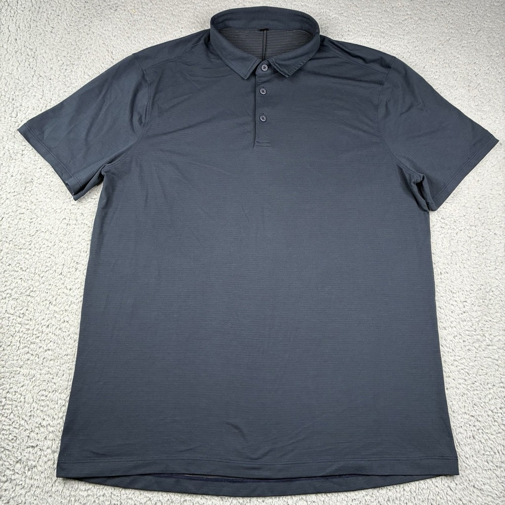 Lululemon Evolution Polo Shirt Men's XL Navy Blue Performance Short Sleeve